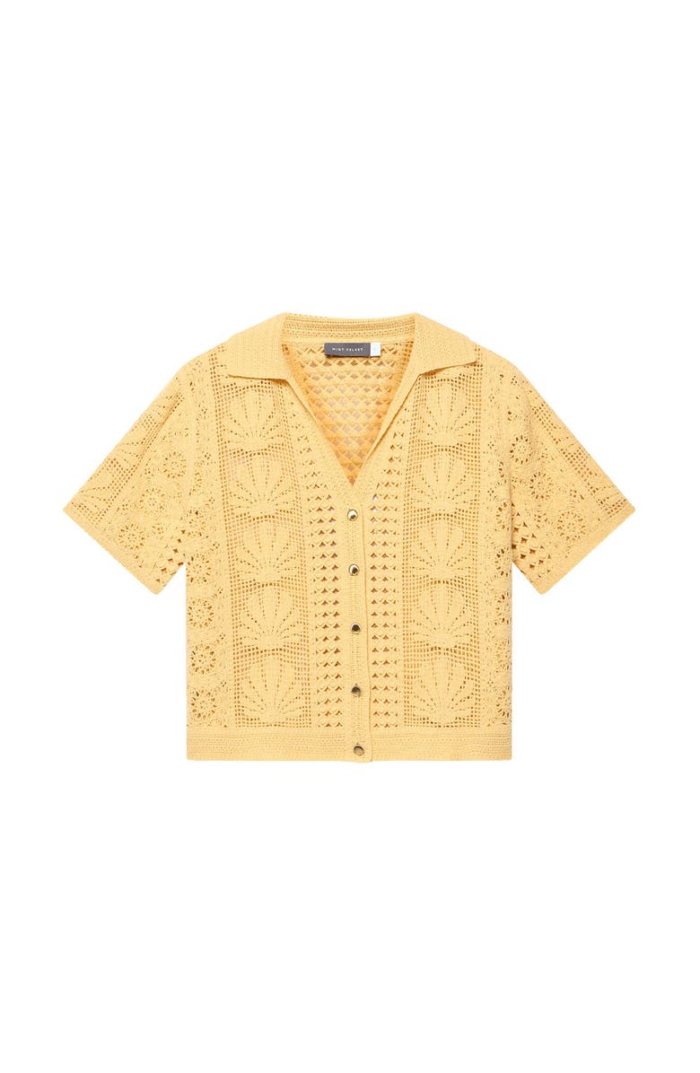 MINT VELVET Cotton Blend Crochet Shirt, Alternate, color, Yellow