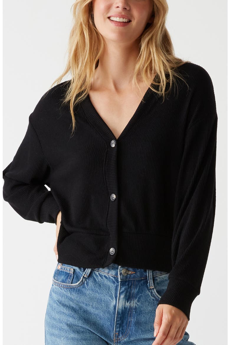 Ilsa Rib Knit Cardigan, Alternate, color, BLACK