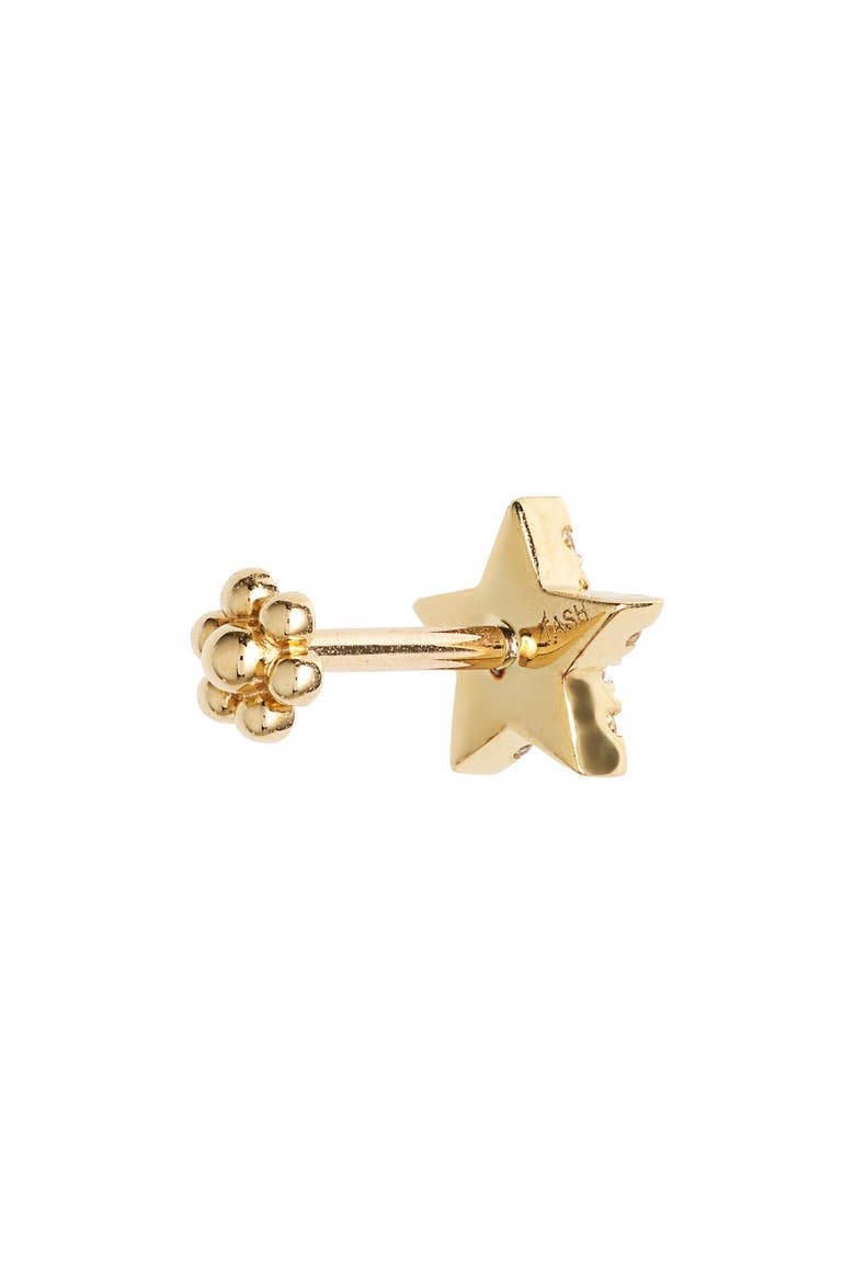 Diamond Star Threaded Stud Earring, Alternate, color, YELLOW GOLD