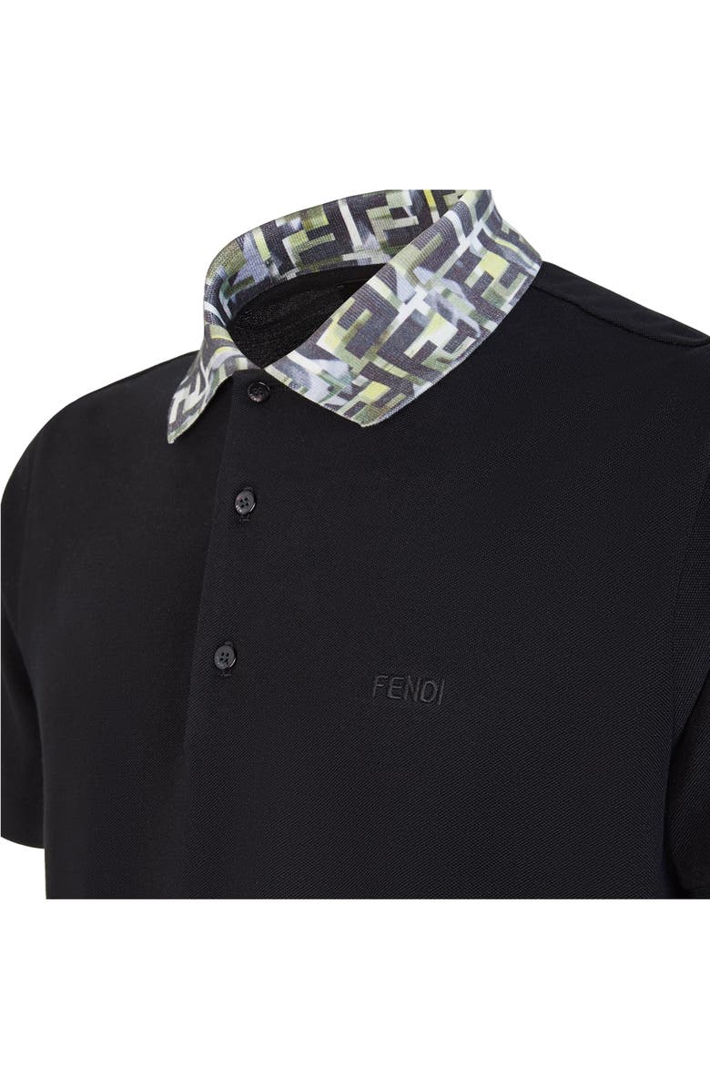 Fendi Camouflage FF Collar Piqué Polo, Alternate, color,