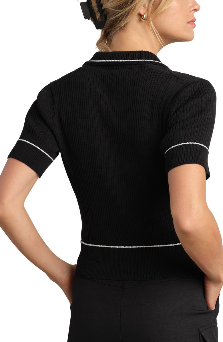 Rhone Birdie Rib Polo Sweater, Alternate, color, Black