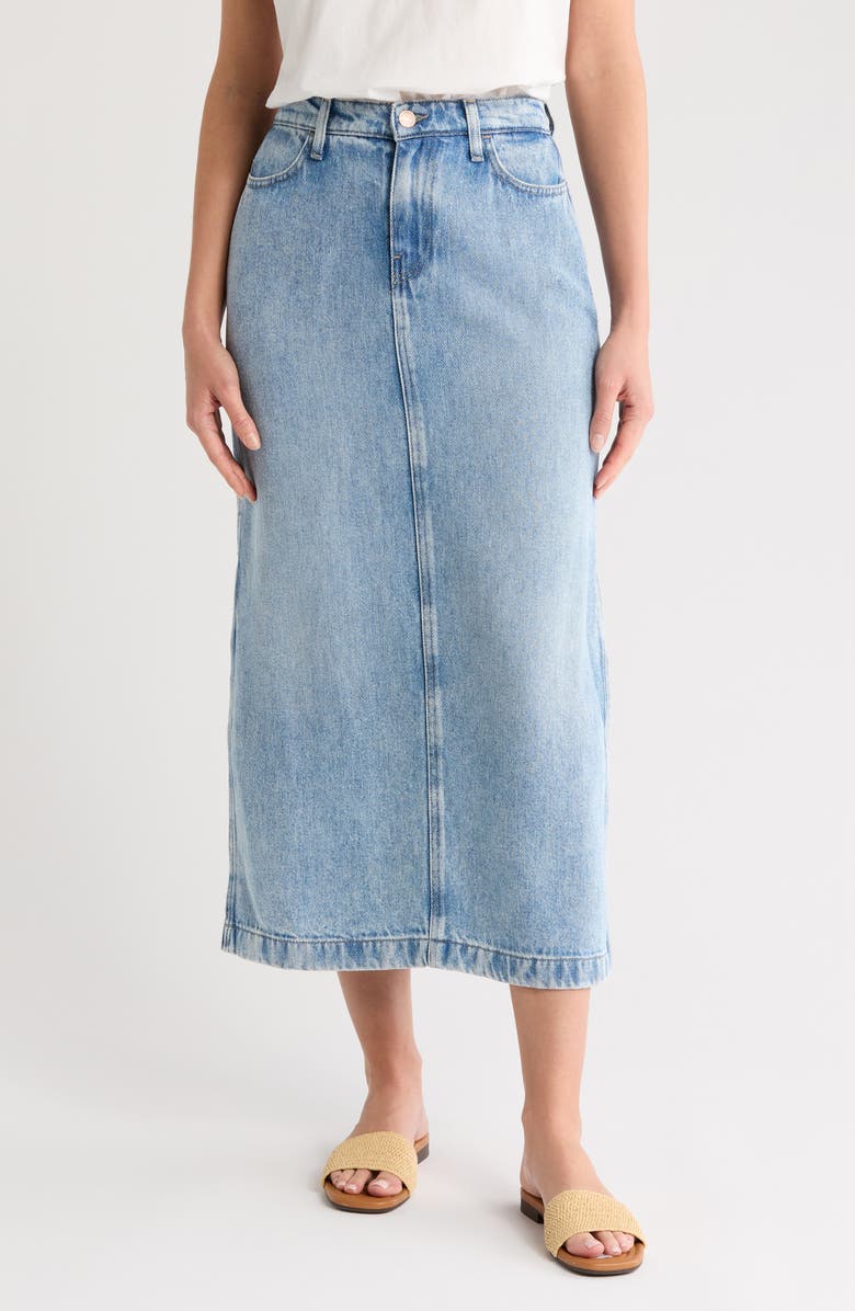 7 For All Mankind Denim Midi Skirt, Main, color,