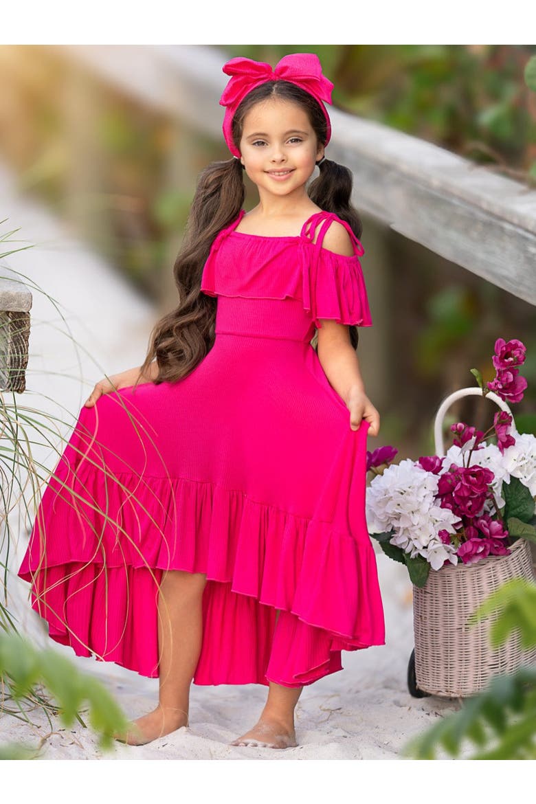 Girls Berry Bliss Hi-Lo Ruffle Dress, Alternate, color, Pink