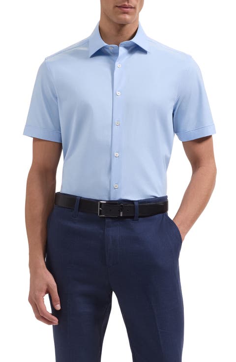 Miles OoohCotton® Solid Short Sleeve Button-Up Shirt