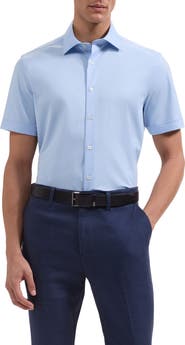 Bugatchi Miles OoohCotton® Solid Short Sleeve Button-Up Shirt