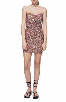 Bec + Bridge Priya Floral Print Ruched Strapless Minidress