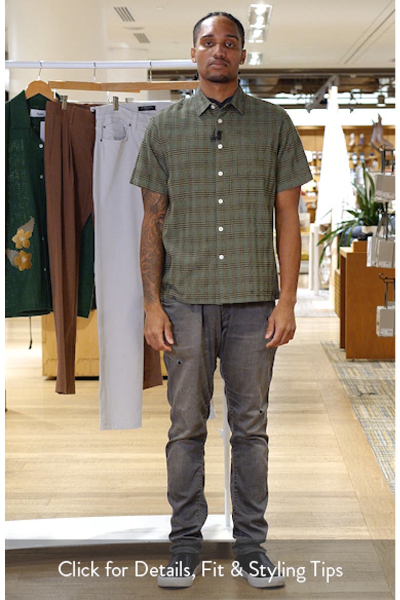 Office Woven Check Short Sleeve Cotton Button-Up Shirt video