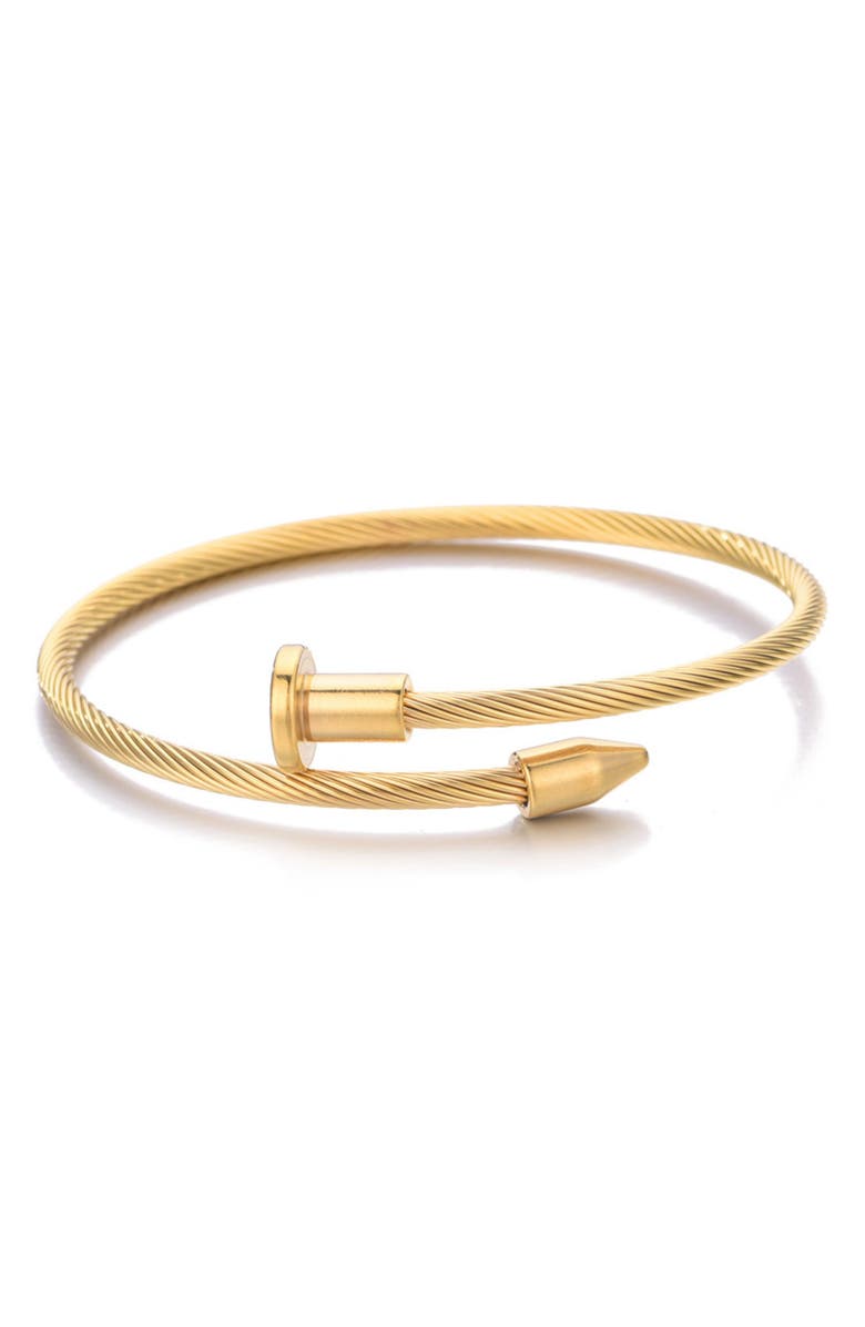 Adornia Nail Cable Cuff Bracelet, Main, color, Gold