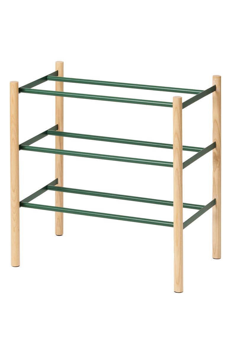 Yamazaki Expandable Three-Tier Shoe Rack, Alternate, color, Forest Green