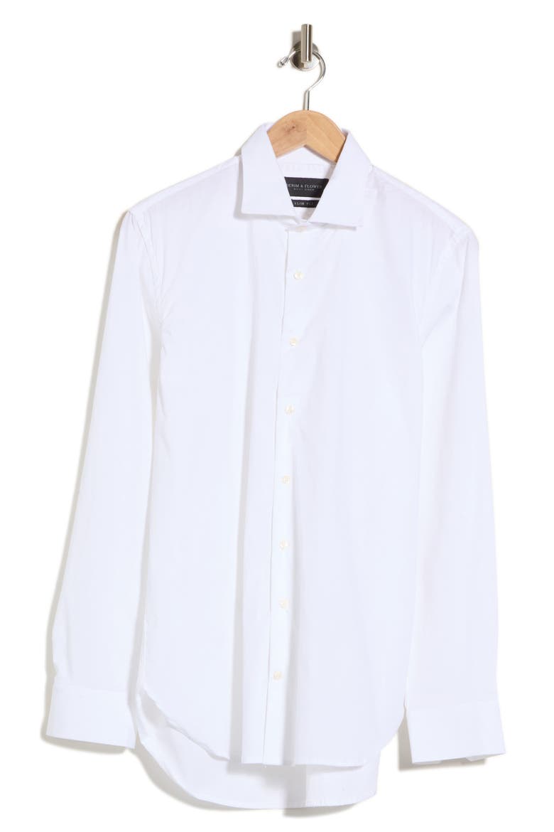 Slim Fit Solid Stretch Button-Up Shirt, Main, color, WHITE