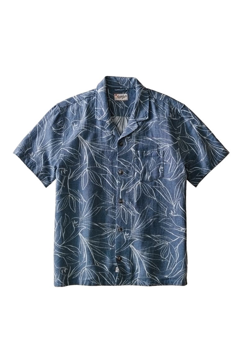 Jacquard Camp Shirt, Alternate, color, BLUE FLORAL
