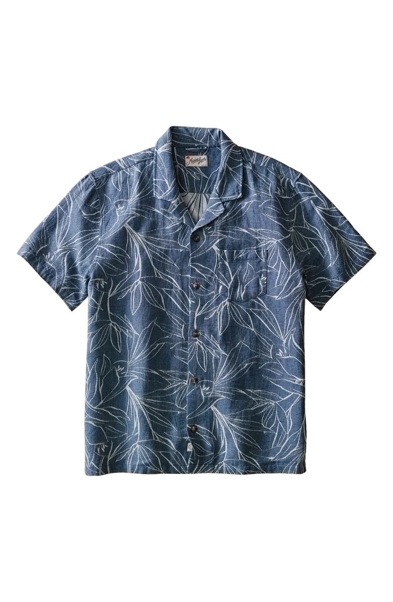 Marine Layer Jacquard Camp Shirt, Alternate, color, Blue Floral
