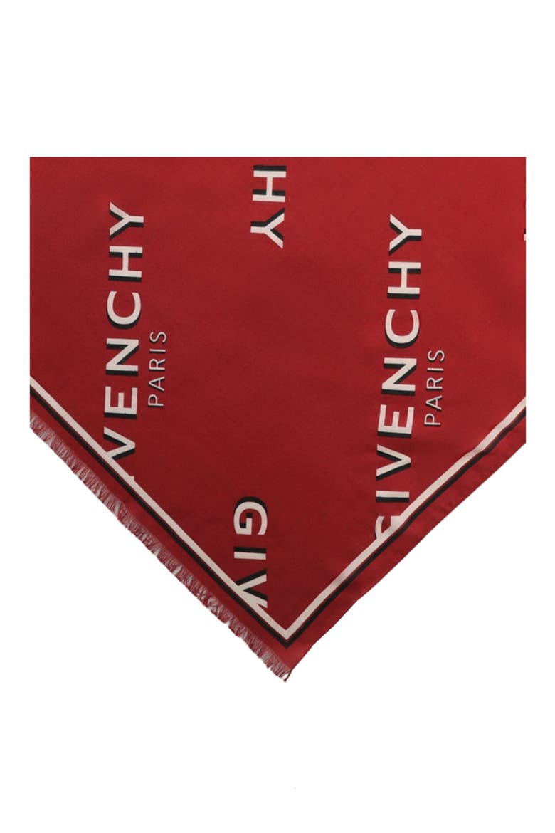 Logo Shadow Wool & Silk Oblong Scarf, Alternate, color, RED
