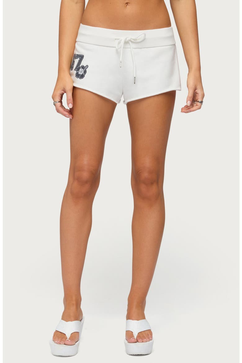 Hibiscus Graphic Micro Shorts, Main, color, WHITE