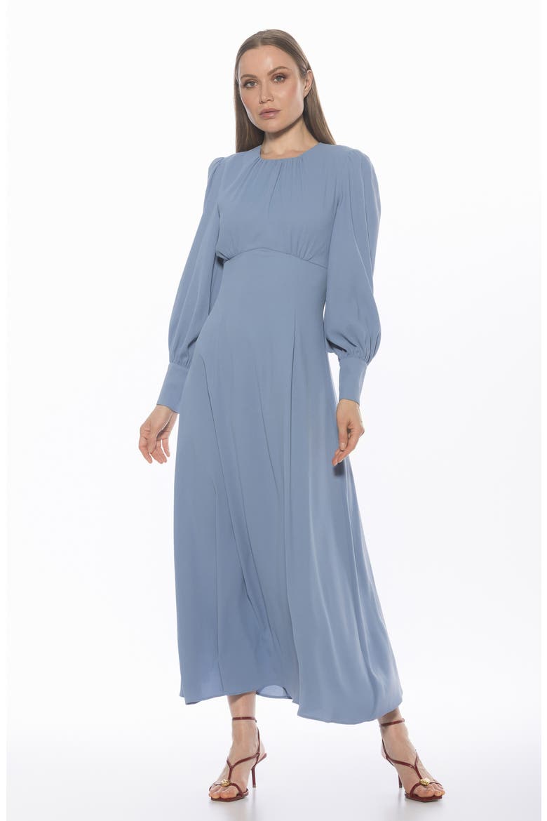 Yesenia Long Sleeve Empire Waist Maxi Dress, Alternate, color, LIGHT DENIM BLUE