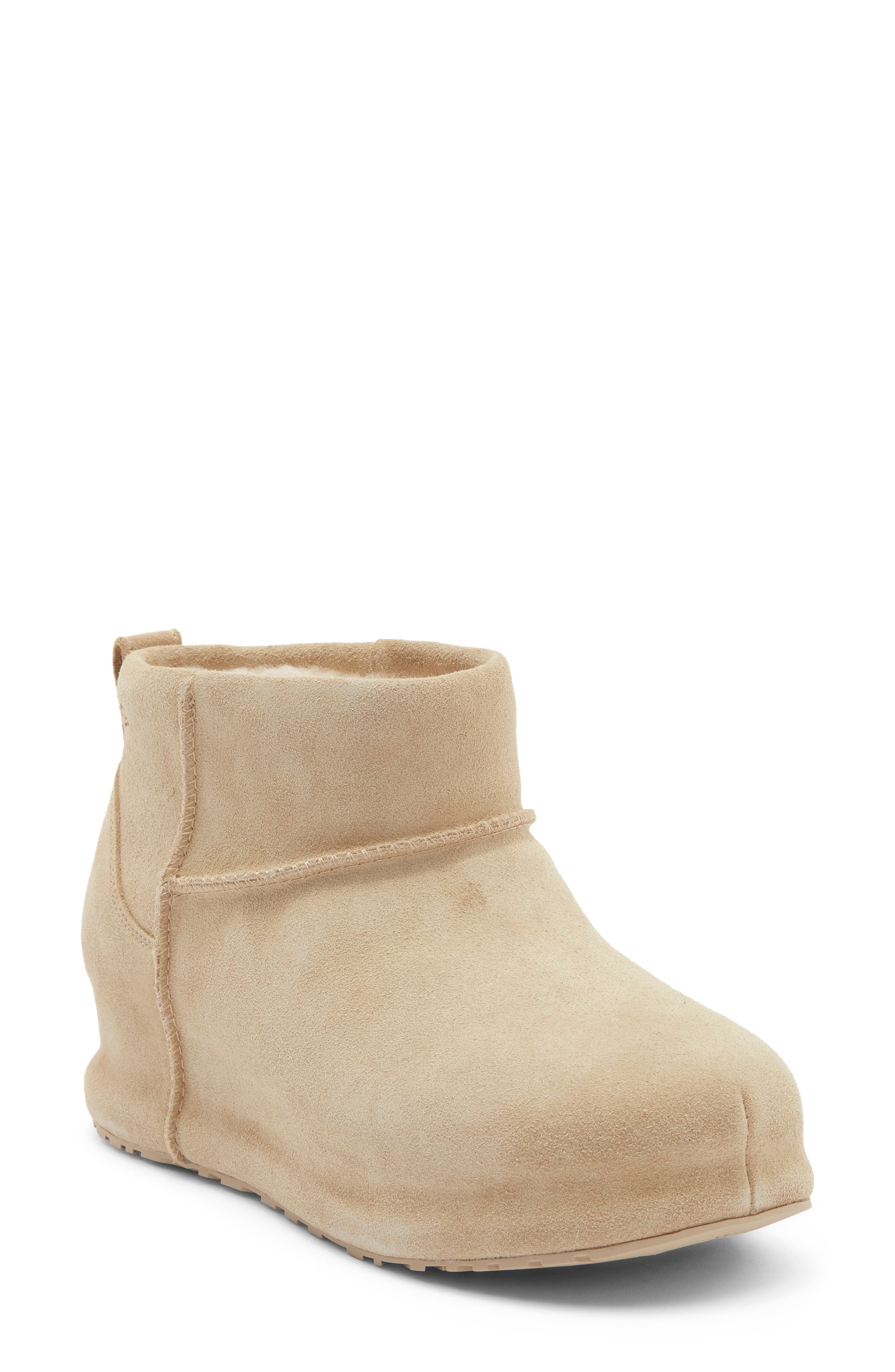Classic Mini Enwrap Genuine Shearling Leather Boot, Main, color, MUSTARD SEED