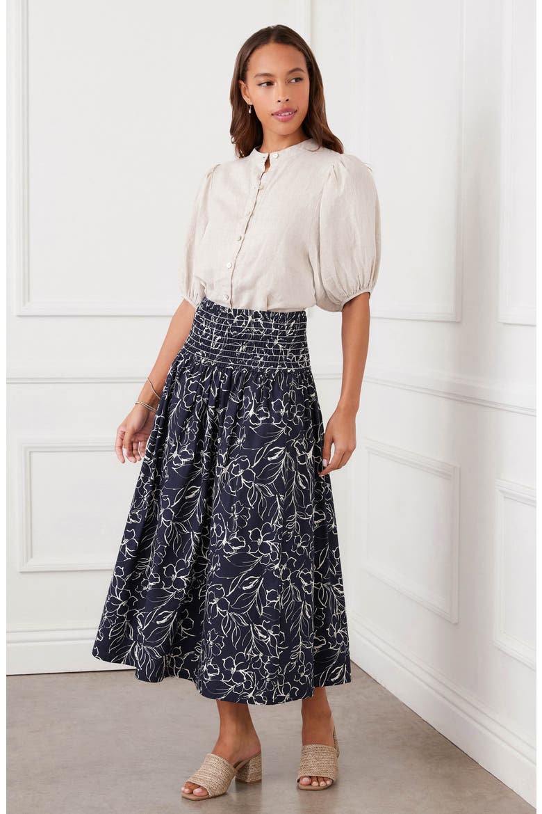 Puff Sleeve Linen Button-Up Top, Alternate, color, OATMEAL