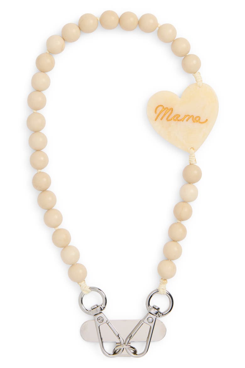 Mama Heart Bracelet Phone Chain, Main, color, CREAM