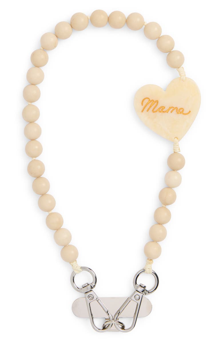 Solar Eclipse Mama Heart Bracelet Phone Chain, Main, color, Cream