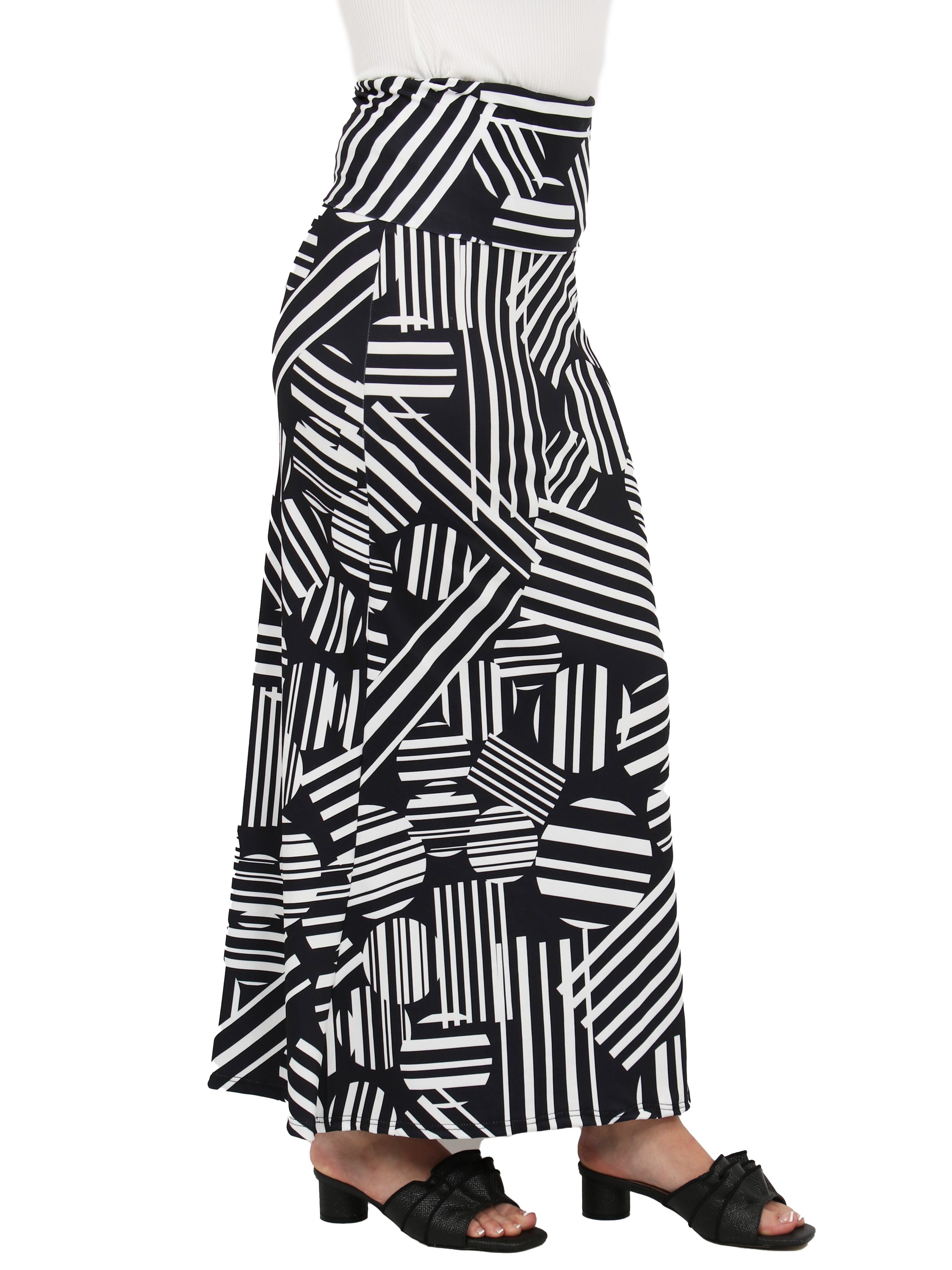 Womens Essential Abstract Print Foldover Waist Maxi Skirt - image 2