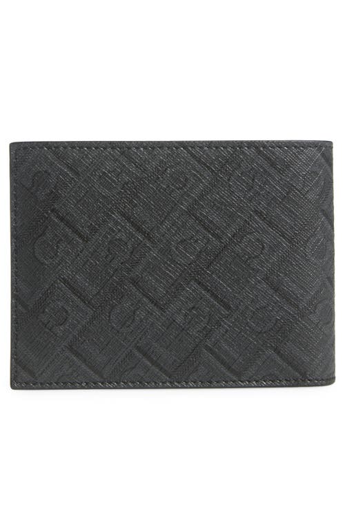 Ferragamo Monogram Coated Canvas Bifold Wallet In Nero/grigio