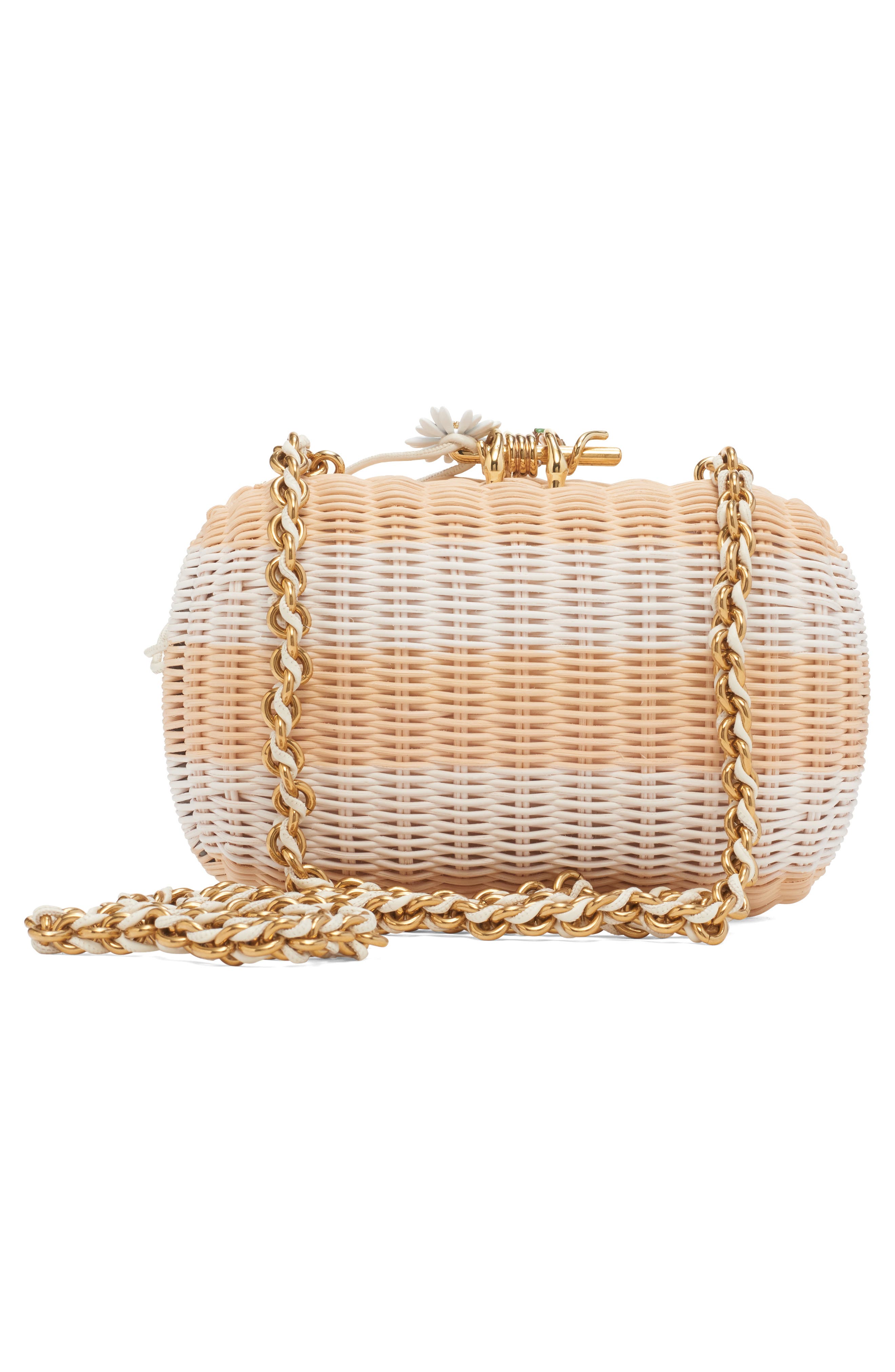 Bottega Veneta Knot Stripe Wicker Clutch Bag, Alternate, color, 8578 Str. Nat/ Daisy Fl-Mb