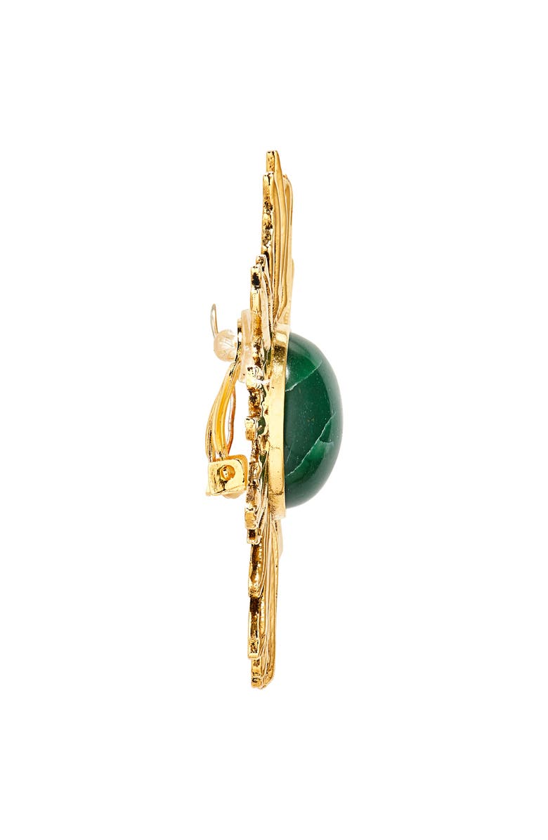 Saint Laurent Sunburst Jade Clip-On Earrings, Alternate, color, 