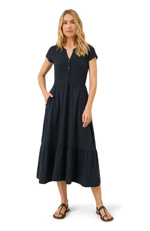 Organic Cotton Relaxed Slub Henley Market Dress