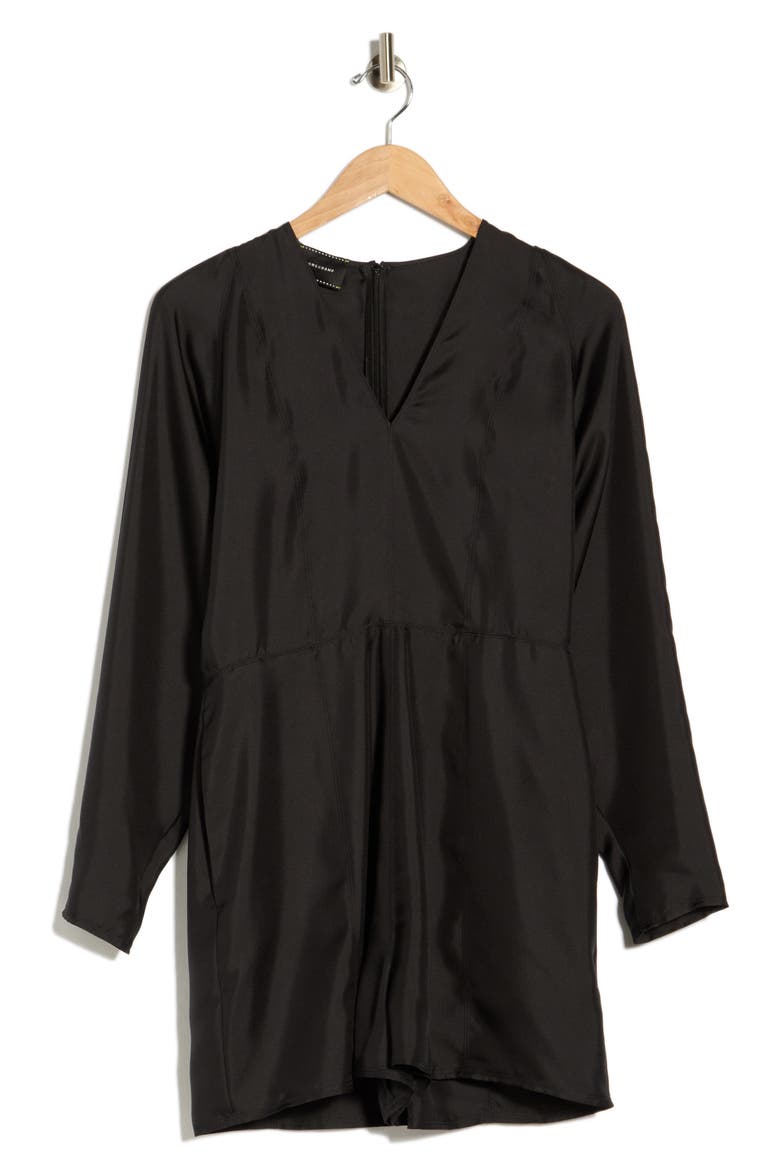 V-Neck Long Sleeve Jumpsuit, Main, color, BLACK