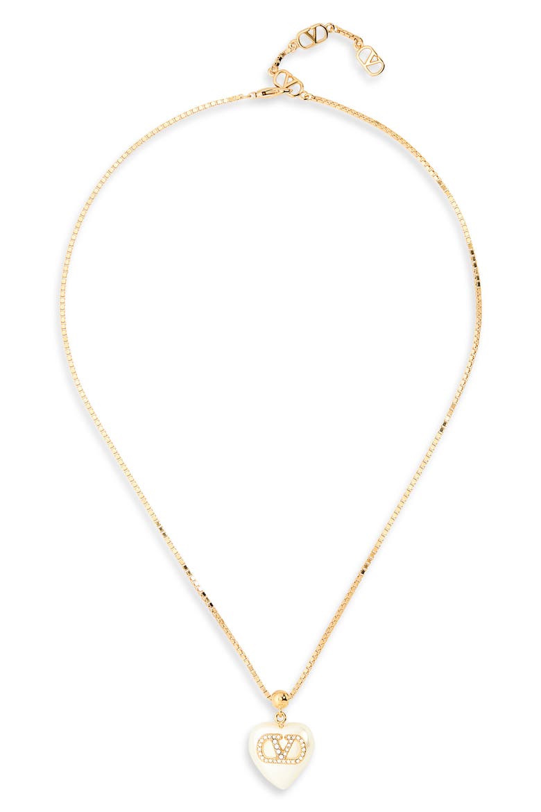 Coeur Royal VLOGO Signature Faux Pearl Pendant Necklace, Main, color, GOLD