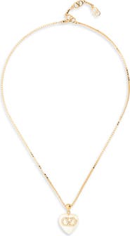 Valentino Garavani Coeur Royal VLOGO Signature Faux Pearl Pendant Necklace