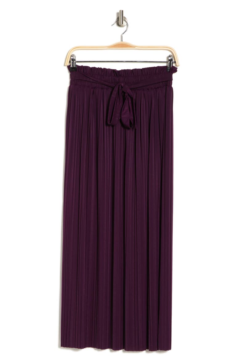 Tie Waist Pleated Paperbag Skirt, Alternate, color, EGGPLANT