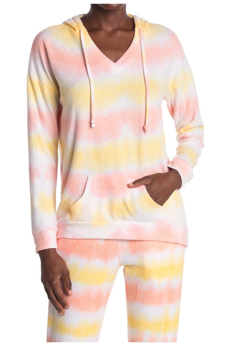 THEO AND SPENCE Tie Dye V-Neck Hoodie, Main, color,