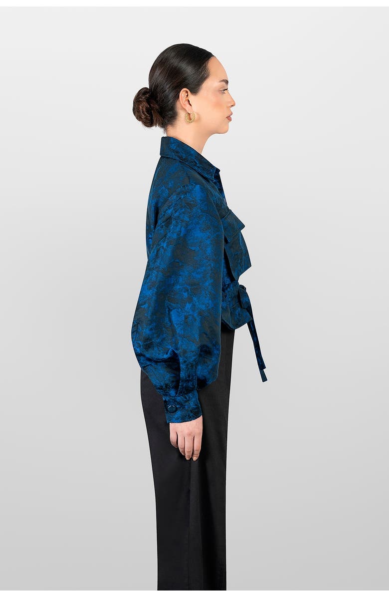 LAURA APARICIO Sahariana Jacquard Jacket, Alternate, color, Blue
