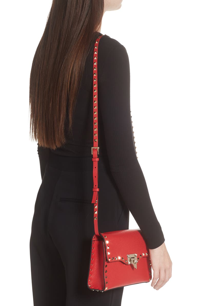 Valentino Garavani Small Rockstud Leather Shoulder Bag, Alternate, color,