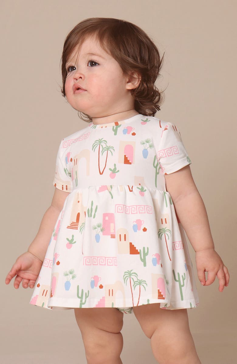 TINY TRIBE Mediterranean Print Dress & Attached Bloomers, Alternate, color, Multi