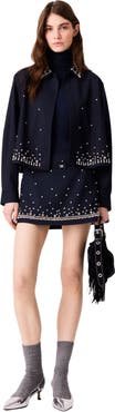 maje Rhinestone layered skort