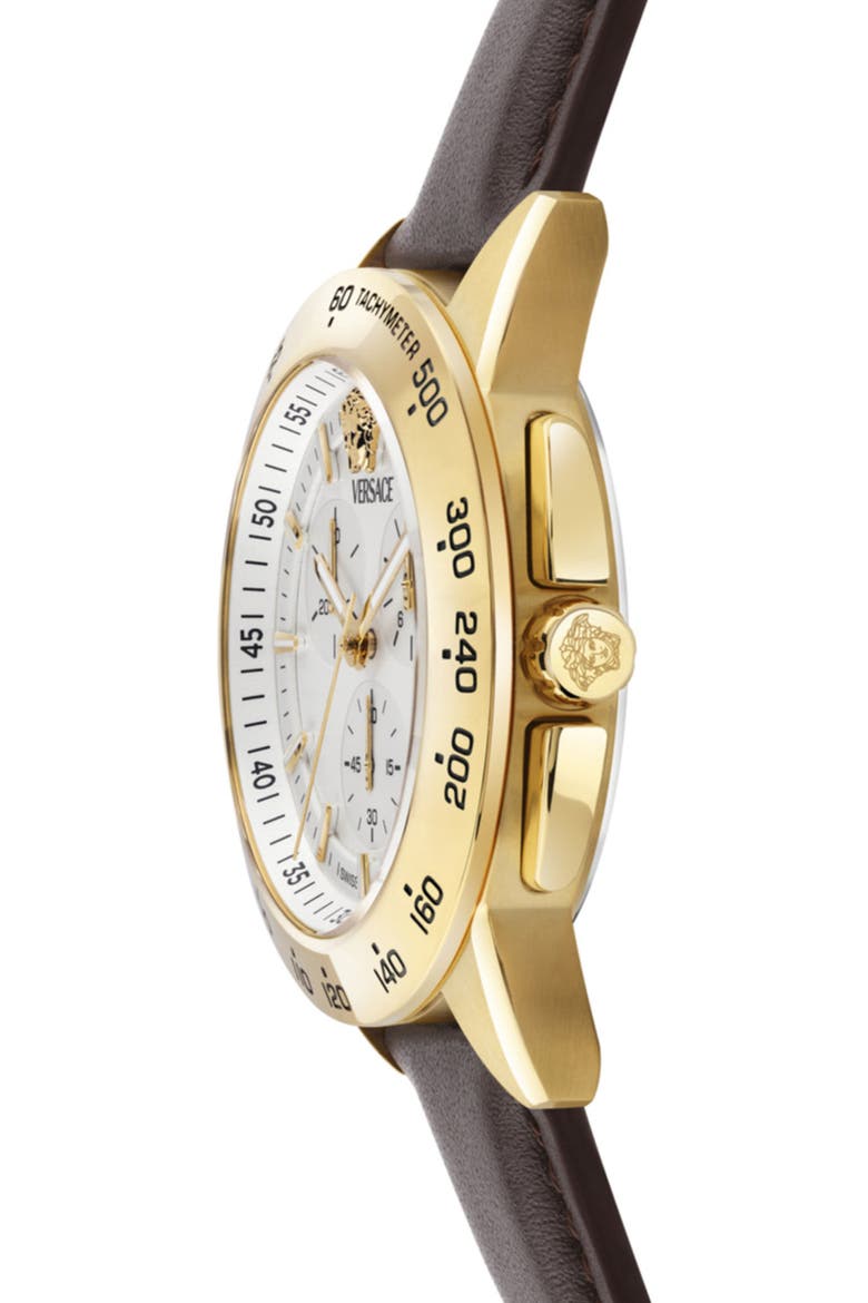 V-Sport Chrono Leather Strap Watch, 44mm, Alternate, color, GOLD1