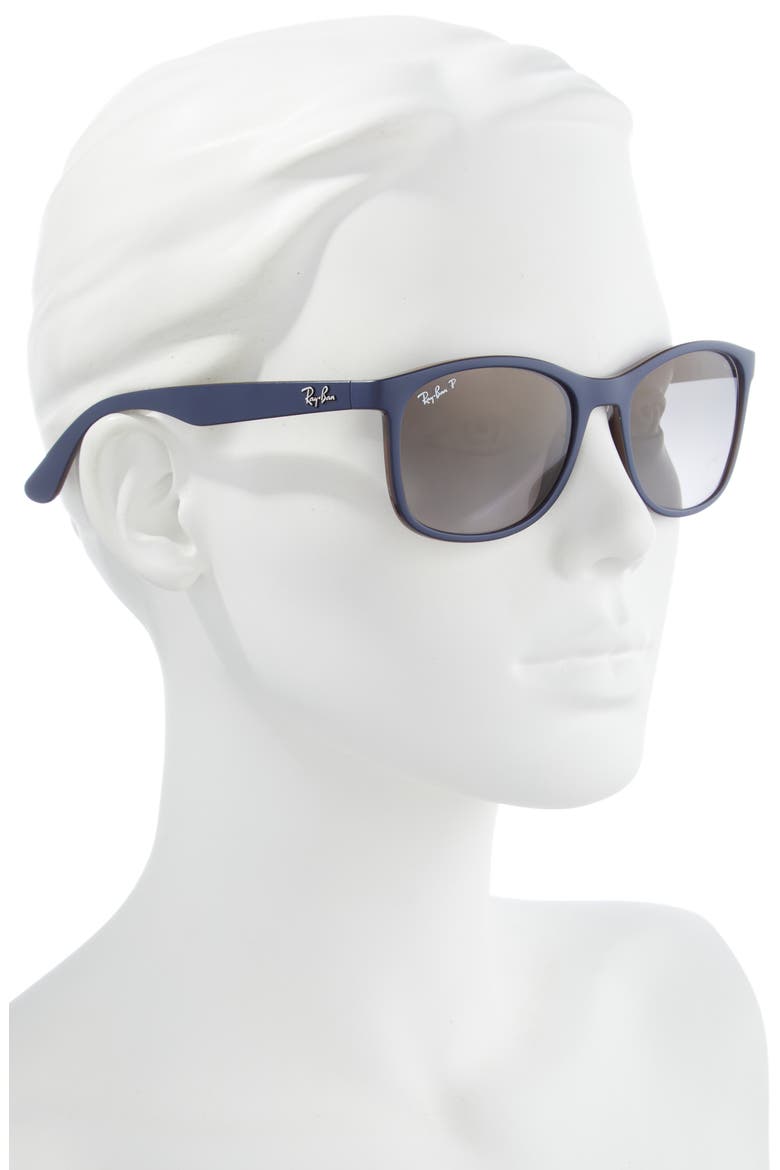 56mm Polarized Square Sunglasses, Alternate, color, MATTE BLUE