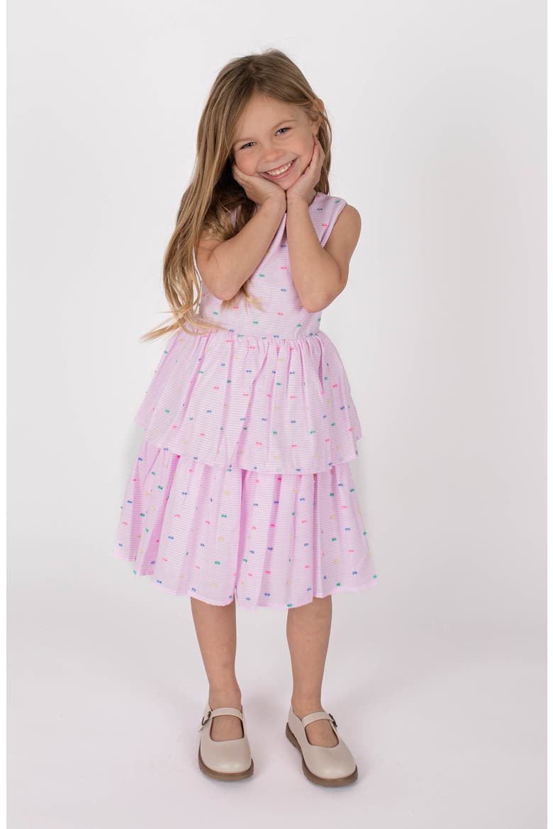 Kids' Stripe Clip Dot Party Dress, Alternate, color, PINK