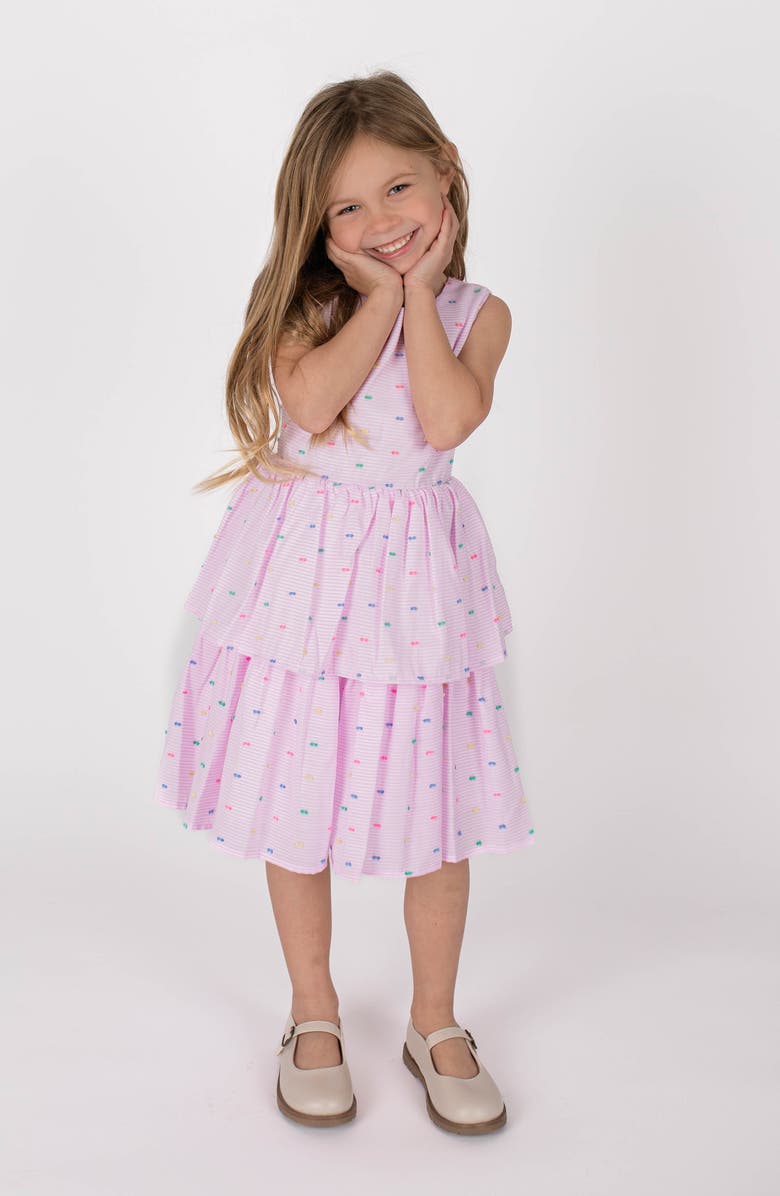 Popatu Kids' Stripe Clip Dot Party Dress, Alternate, color, Pink