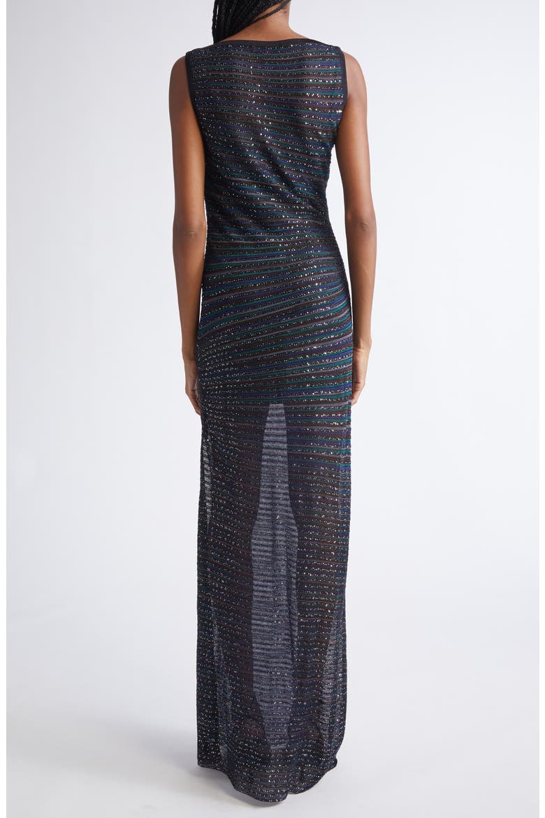Stripe Bateau Neck Metallic Knit Dress, Alternate, color, MULTI BLK GREEN BLUE TONES