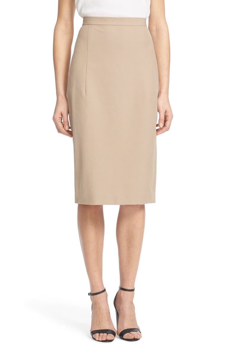 'Hemdall' Stretch Cotton Midi Skirt, Main, color, SAND KHAKI