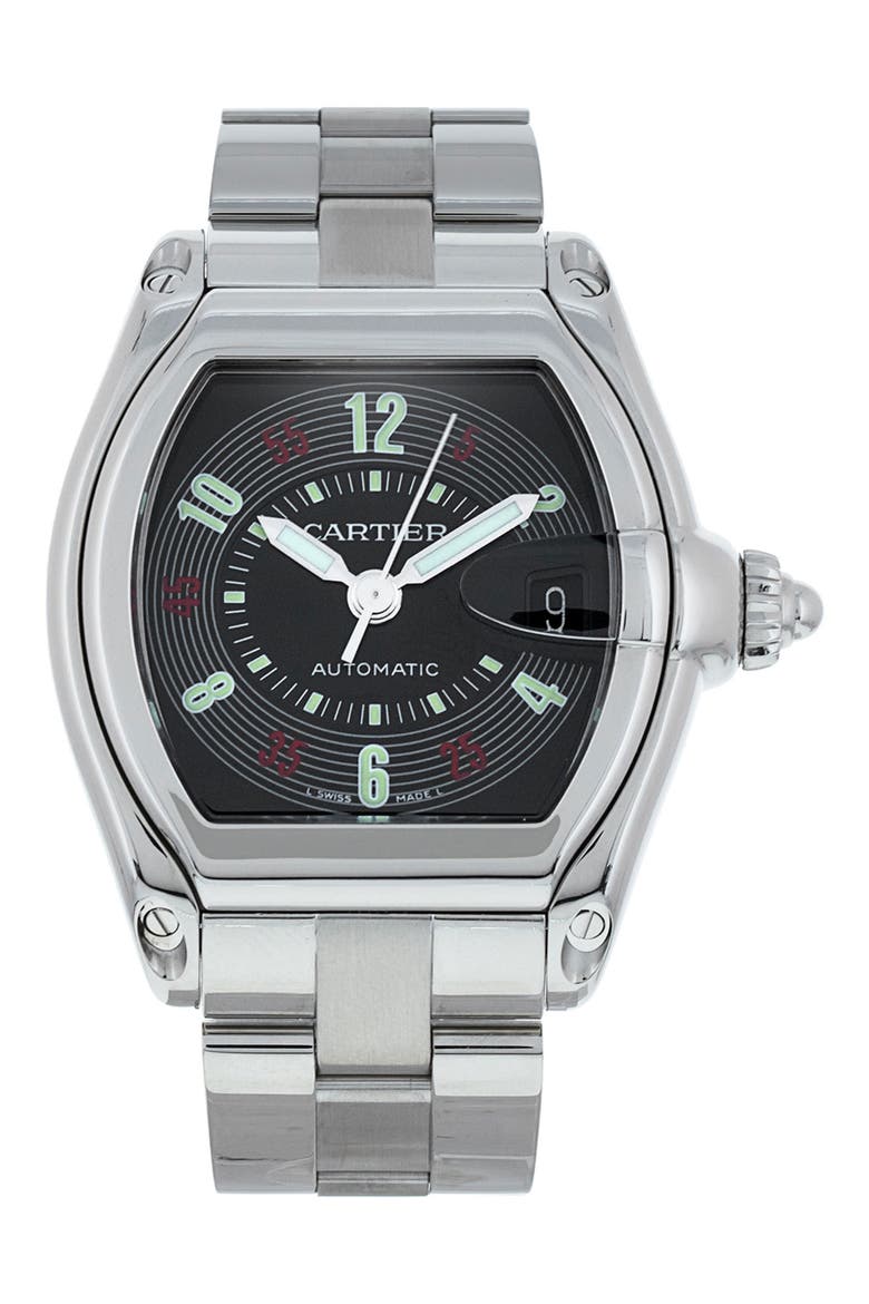 Cartier Preowned 2002 Roadser Automatic Bracelet Watch, 38mm, Main, color, SILVER / BLACK