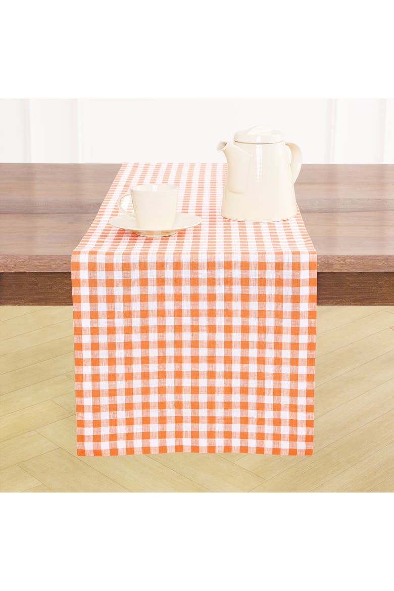 Linen Table Runner - Gingham Check, Main, color, Muskmelon