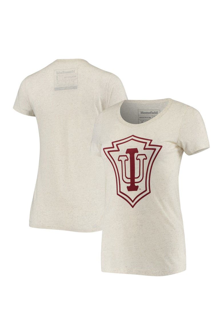 Women's Homefield Heathered Oatmeal Indiana Hoosiers Vintage 1910 IU Crest Tri-Blend T-Shirt, Main, color, Oatmeal