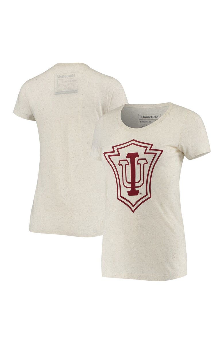 HOMEFIELD Women's Homefield Heathered Oatmeal Indiana Hoosiers Vintage 1910 IU Crest Tri-Blend T-Shirt, Main, color,