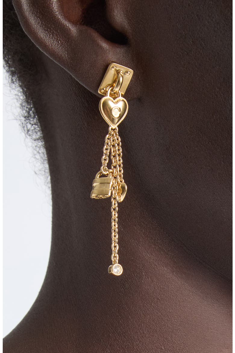 The Chloé Mini Paddington Linear Drop Earrings, Alternate, color, VINTAGE GOLD