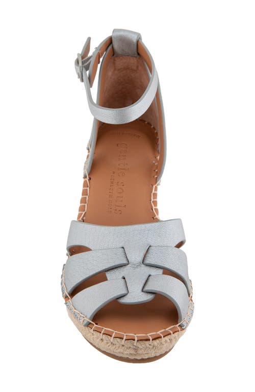 Shop Gentle Souls By Kenneth Cole Espadrille Wedge Sandal In Silver Leather