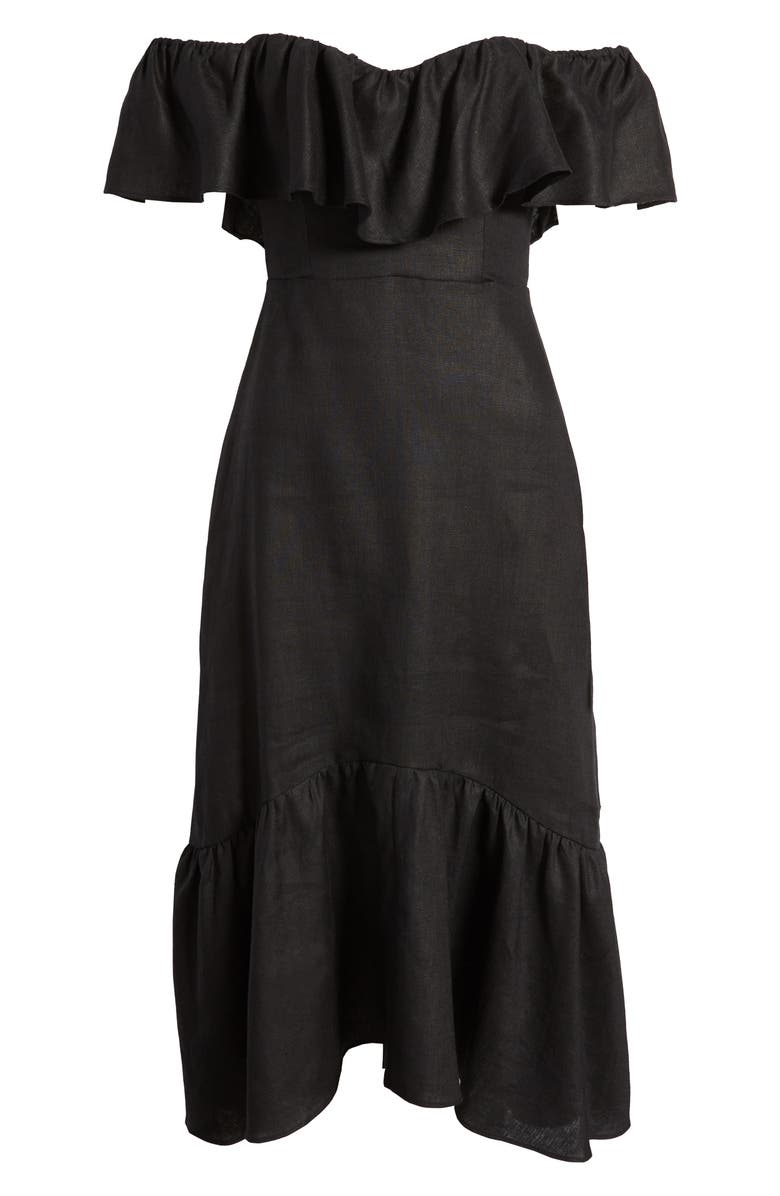 Reformation Baela Ruffle Off the Shoulder Linen Dress, Alternate, color,